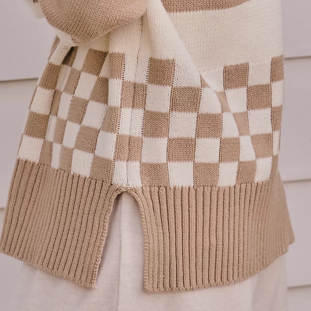 Beach Riot Anthropologie Callie colorblock checkered stripe oversized sweater - Picture 9 of 9